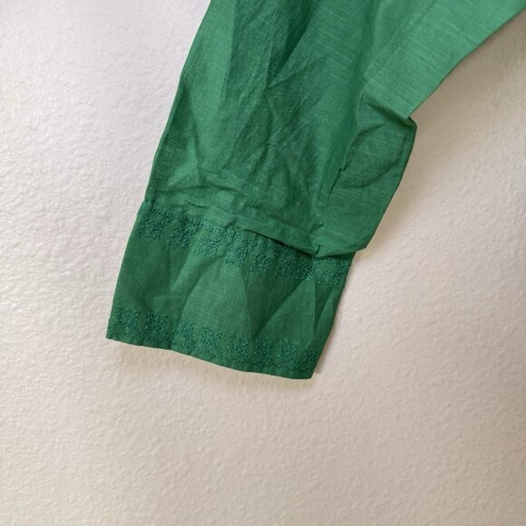 Zara Medium Boho Oversized Boxy Embroidered Slouchy Comfy Grunge Blouse Green - Picture 3 of 8